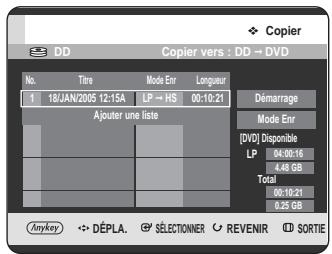 SAMSUNG DVD-HR725P - Appuyez sur les boutons ▲▼ pour sélectionner Copier, puis appuyez sur le bouton OK ou ▶. L'écran Copier s'affiche. - 1