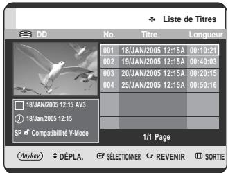 SAMSUNG DVD-HR725P - Utilisation du bouton TITLE LIST - 1