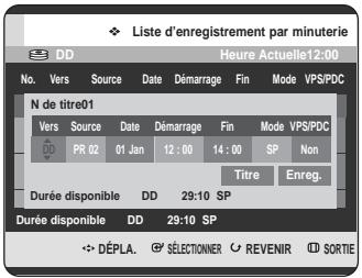 SAMSUNG DVD-HR725P - Appuyez sur le bouton OK pour sélectionner Ajouter une liste. L'écran Liste d'enregistrements programmés s'affiche. - 1