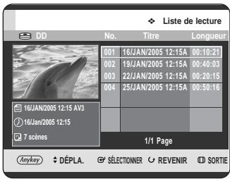 SAMSUNG DVD-HR725P - Utilisation du bouton PLAY LIST - 1