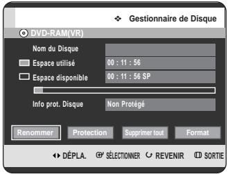 SAMSUNG DVD-HR725P - Appuyez sur les boutons ▲▼ pour sélectionner Gestionnaire de Disque, puis appuyez sur le bouton OK ou ▶. - 1