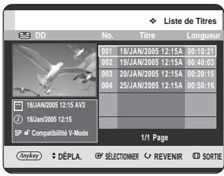SAMSUNG DVD-HR725P - Utilisation du bouton TITLE LIST - 1