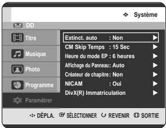 SAMSUNG DVD-HR725P - Réglage de la mise hors tension automatique - 2