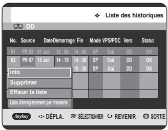 SAMSUNG DVD-HR725P - Effacer la Liste des historiques - 1