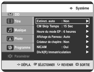 SAMSUNG DVD-HR725P - Configuration des options de l'Affichage du panneau - 2