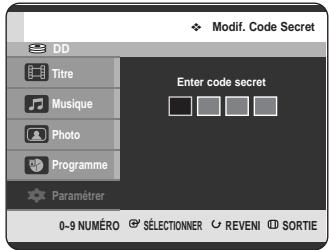 SAMSUNG DVD-HR725P - A propos du changement du code secret - 2