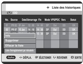 SAMSUNG DVD-HR725P - Liste enregistrement par minuterie - 1