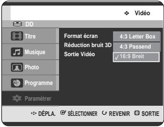 SAMSUNG DVD-HR725P - Configuration des options d'affichage vidéo - 3