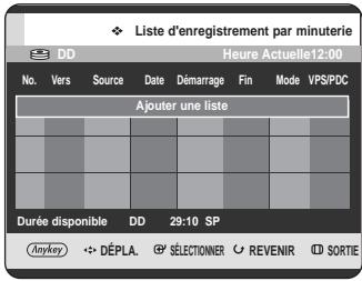SAMSUNG DVD-HR725P - Appuyez sur les boutons ▲▼ pour sélectionner Enregistrement par minuterie, puis appuyez sur le bouton OK ou ▶. - 1