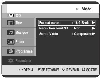 SAMSUNG DVD-HR725P - Configuration des options de sortie vidéo - 2