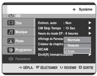 SAMSUNG DVD-HR725P - Configuration des options de l'Affichage du panneau - 3