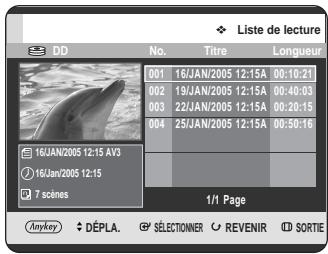 SAMSUNG DVD-HR725P - Appuyez sur le bouton PLAY LIST, appareil en mode Stop ou Lecture. - 1