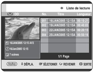 SAMSUNG DVD-HR725P - Appuyez sur le bouton PLAY LIST, appareil en mode Stop ou Lecture. - 1