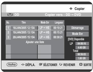SAMSUNG DVD-HR725P - Suppression d'un titre non souhaité dans la liste de copie - 1