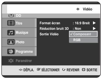 SAMSUNG DVD-HR725P - Configuration des options de sortie vidéo - 3