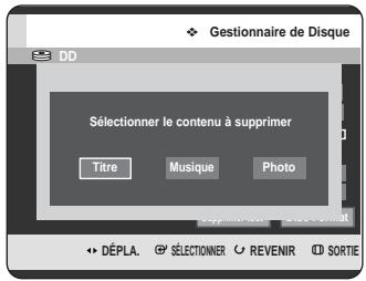 SAMSUNG DVD-HR725P - Appuyez sur les boutons ◀▶ pour sélectionner Supprimer tout, puis appuyez sur le bouton OK. - 1