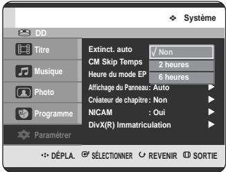 SAMSUNG DVD-HR725P - Réglage de la mise hors tension automatique - 3