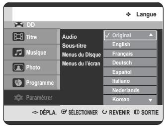 SAMSUNG DVD-HR725P - Configuration des options de langue - 3