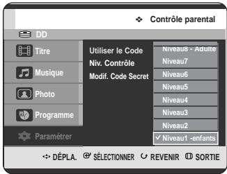 SAMSUNG DVD-HR725P - A propos du Niveau de contrôle - 2