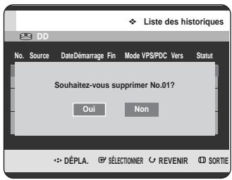 SAMSUNG DVD-HR725P - 5-1 Appuyez sur les boutons ▲▼ pour sélectionner le numéro de la liste des historiques que vous souhaitez supprimer, puis appuyez sur le bouton ANYKEY. - 2