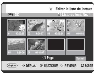 SAMSUNG DVD-HR725P - Appuyez sur les boutons ▲▼ pour sélectionner Editer la liste de lecture, puis appuyez sur le bouton OK ou ▶. L'écran Editer la scène s'affiche. - 1
