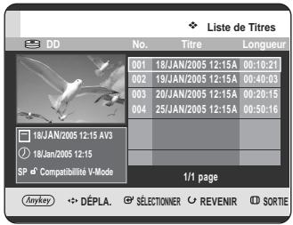 SAMSUNG DVD-HR725P - Appuyez sur le bouton TITLE LIST, appareil en mode Stop ou Lecture. - 1