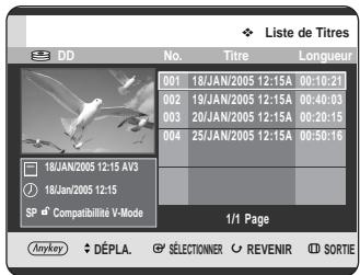 SAMSUNG DVD-HR725P - Appuyez sur le bouton TITLE LIST, appareil en mode Stop ou Lecture. - 1
