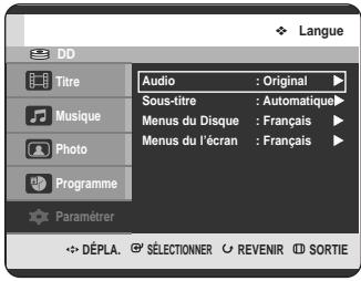 SAMSUNG DVD-HR725P - Configuration des options de langue - 2
