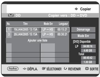 SAMSUNG DVD-HR725P - Suppression d'un titre non souhaité dans la liste de copie - 3