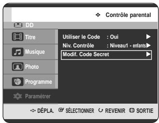 SAMSUNG DVD-HR725P - A propos du changement du code secret - 1
