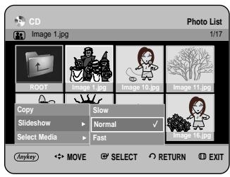 CD Image 1.jpg Photo List 1/17 ROOT Image 1.jpg Image 10.jpg Image 11.jpg Copy Slideshow Normal Select Media Fast Anykey MOVE SELECT RETURN EXIT