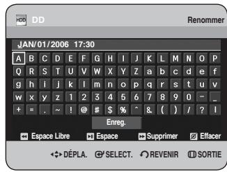 JAN/01/2006 17:30 A B C D E F G H I J K L M N O P Q R S T U V W X Y Z a b c d e f g h i j k l m n o p q r s t u v w x y z 1 2 3 4 5 6 7 8 9 0 - _ + = . ~ ! @ # $ % ^ & ( ) / ? I Enreg. Espace Libre Espace Supprimer Effacer DéPLA SELECT REVENIR SORTIE