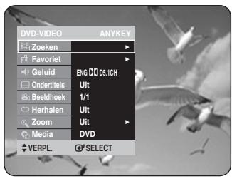 DVD-VIDEO ANYKEY Zoeken Favoriet Geluid Ondertitels Beeldhoek Herhalen Zoom Media ENG D:05.1CH 1/1 UR UR DVD VERPL. SELECT