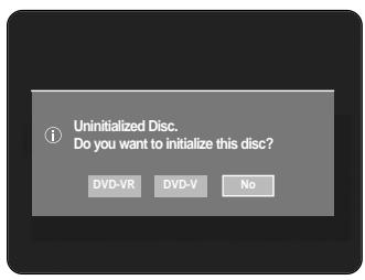 ① Uninitialized Disc. Do you want to initialize this disc? DVD-VR DVD-V No