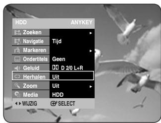 HDD Zoeken Navigatie Markeren Ondertitels Geluid Herhalen Zoom Media ANYKEY Tijd Geen D 2/0 L+R Uit Uit HDD WUZIG SELECT
