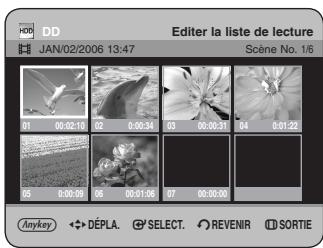 DD JAN/02/2006 13:47 Editor la liste de lecture Scène No. 1/6 01 00:02:10 02 00:00:34 03 00:00:51 04 01:22 05 00:00:59 06 00:01:56 07 00:00:55 Anykey ◆️ Dépla. Ⓧ SELECT. Ⓧ REVENIR ⭕ SORTIE