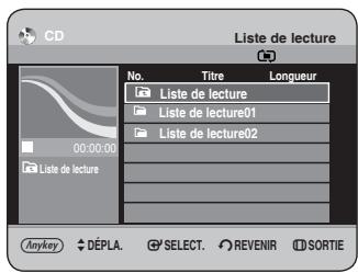 CD Liste de lecture No. Titre Longueur Liste de lecture Liste de lecture01 Liste de lecture02 Anykey DÉPLA SELECT REVENIR SORTIE