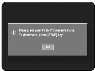 Please, set your TV to Progressive input. To deactivate, press [STOP] key.