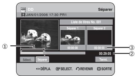 DD JAN/01/2006 17:30 PR1 Séparer Liste de litres No. 001 Séparer 1 Séparer 2 00:00:00 00:30:55 00:28:05 Select. Séparer Termi. DéPLA. SELECT. REVENIR SORTIE