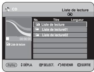 CD Liste de lecture No. Titre Longueur Liste de lecture Liste de lecture01 Liste de lecture02 Anykey DÉPLA SELECT REVENIR SORTIE
