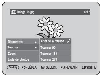 Image 15.jpg 6/17 Diorama Arrêt de la rotation ✓ Tourner Tourner 90 Zoom Tourner 180 Liste de photos Tourner 270 Anykey DÉPLA. SELECT. REVENIR SORTIE