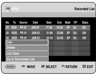 SAMSUNG DVD-HR734A - Clear Recorded List - 1
