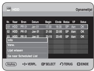 SAMSUNG DVD-HR734A - Informatie over de Opnamelijst - 1
