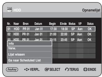 SAMSUNG DVD-HR734A - Opnamelijst verwijderen - 1