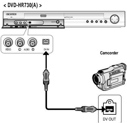 SAMSUNG DVD-HR734A - Case 2: Connecting a Camcorder to the DV IN jack - 1