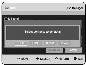 SAMSUNG DVD-HR734A - Delete All Title Lists/DivX Lists /Music Lists/Photo Lists - 4