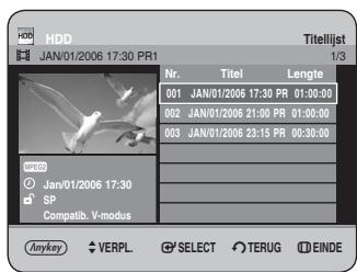 SAMSUNG DVD-HR734A - Druk op om Aan te selecteren en druk verzolgens op OK. Het sleutelpictogram op het informatievenster voor de geselecteerde titel verandert in de vergrendelde status. (→) - 1
