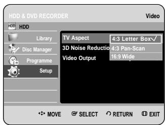 SAMSUNG DVD-HR734A - Setting up the Video display Options - 3