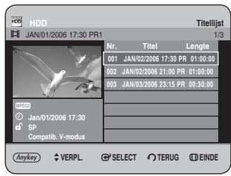 SAMSUNG DVD-HR734A - Druk in de stopstand/afspeelstand op de toets TITLE LIST. - 1