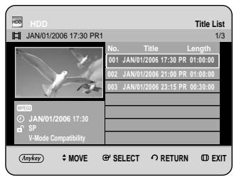 SAMSUNG DVD-HR734A - With the unit in Stop mode/Playback mode, press the TITLE LIST button. - 1